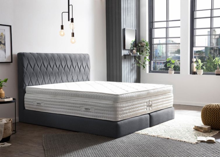 Boxspringbett Lyon in Webstoff Anthrazit