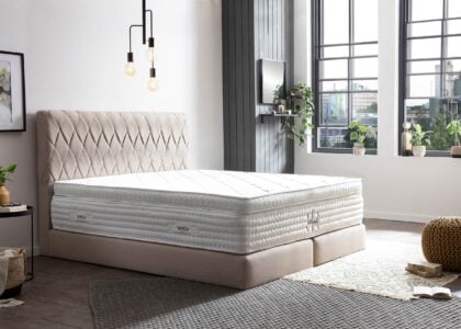 Boxspringbett Lyon in Webstoff Beige
