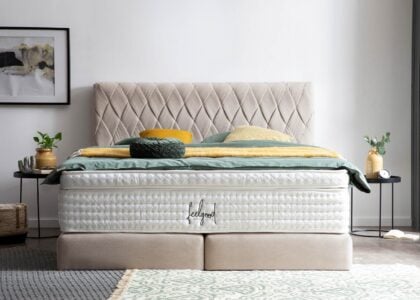 Boxspringbett Lyon in Webstoff Beige