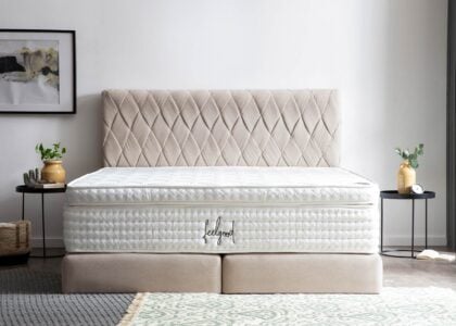 Boxspringbett Lyon in Webstoff Beige