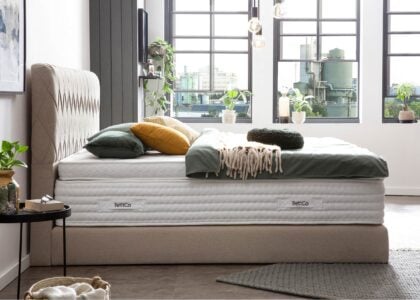 Boxspringbett Lyon in Webstoff Beige