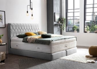 Boxspringbett Lyon in Webstoff Hellgrau