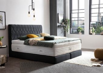 Boxspringbett Lyon in Webstoff Schwarz