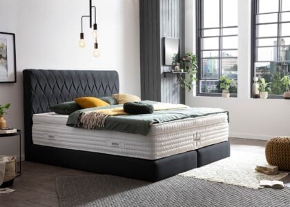 Boxspringbett Lyon in Webstoff Schwarz