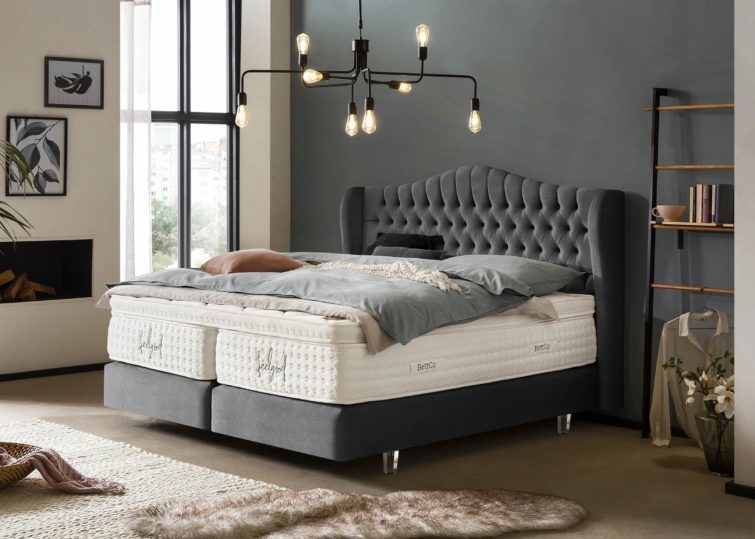 Boxspringbett Maison in Samt Dunkelgrau