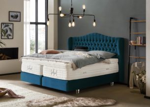 Boxspringbett Maison in Petrol Samt