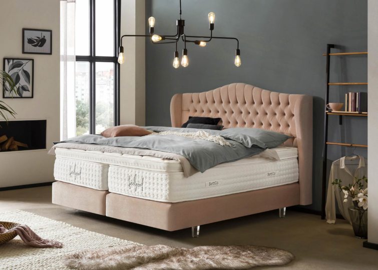 Boxspringbett Maison in Samt Rose