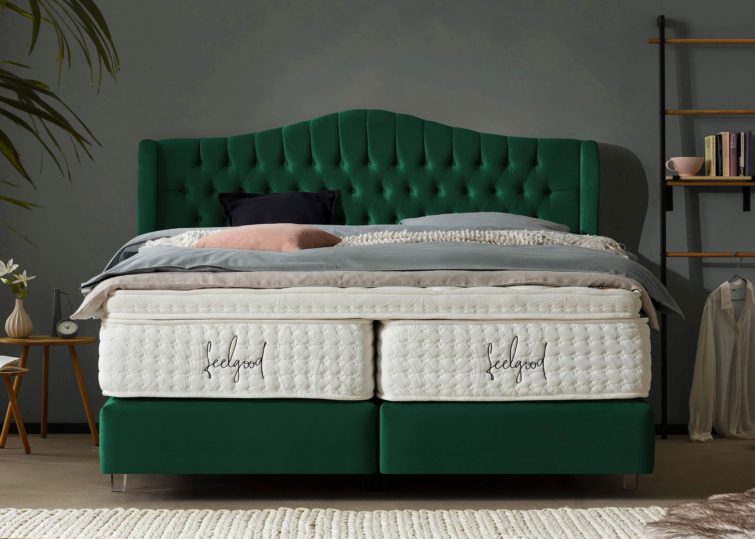 Boxspringbett Maison in Samt Smaragd