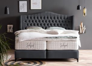 Boxspringbett Maison in Velours Schwarz