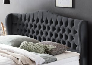 Kopfteil vom Boxspringbett Maison in Velours Schwarz