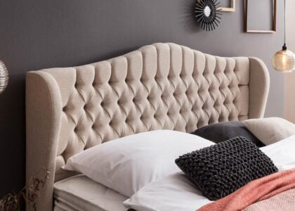 Kopfteil vom Boxspringbett Maison in Webstoff Beige