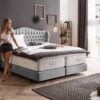 Boxspringbett Maison in Webstoff Hellgrau Hellgrau