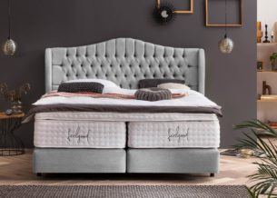 Boxspringbett Maison in Webstoff Hellgrau