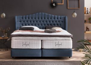 Boxspringbett Maison in Webstoff Marine
