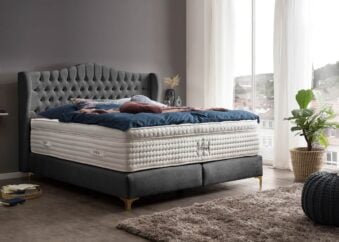 Boxspringbett Maison 140 x 200 cm in Dunkelgrau Samt