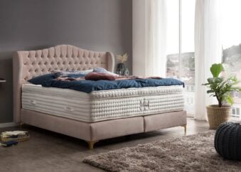 Boxspringbett Maison 140 x 200 cm in Rose Samt