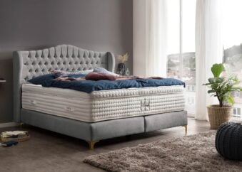 Boxspringbett Maison 160 x 200 cm in Silber Samt