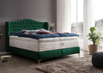 Boxspringbett Maison 180 x 200 cm in Smaragd Samt