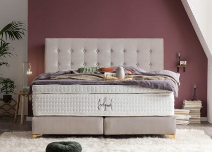 Boxspringbett Milano in Samt Beige