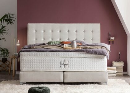Boxspringbett Milano in Samt Creme