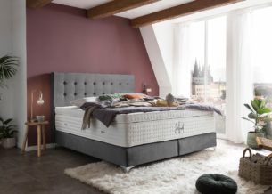 Boxspringbett Milano in Samt Dunkelgrau