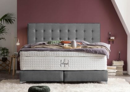 Boxspringbett Milano in Samt Dunkelgrau