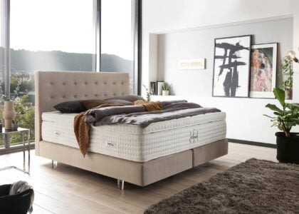 Boxspringbett Milano in Velour Creme