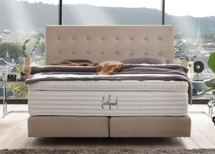Boxspringbett Milano in Velour Creme