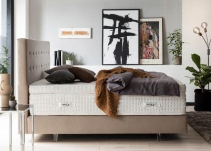 Boxspringbett Milano in Velour Creme