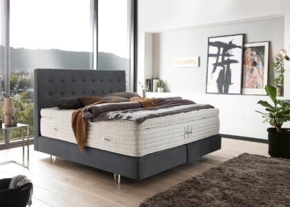 Boxspringbett Milano in Velour Dunkelgrau