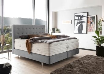 Boxspringbett Milano in Velour Grau