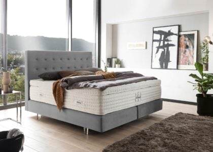Boxspringbett Milano in Velour Grau