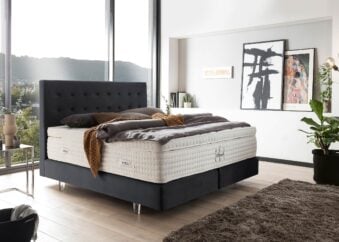 Boxspringbett Milano 180 x 200 cm in Schwarz Velours