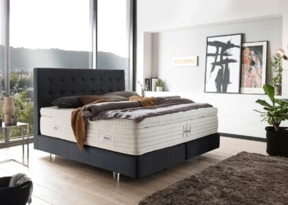 Boxspringbett Milano 200 x 200 cm in Schwarz Velours