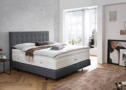 Boxspringbett Milano in Webstoff Anthrazit