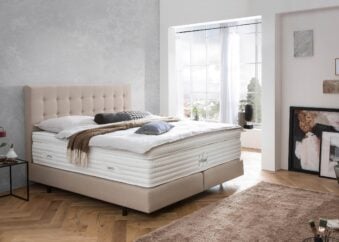 Boxspringbett Milano in Webstoff Beige