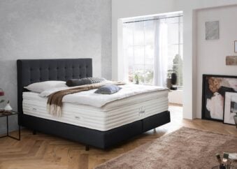Boxspringbett Milano in Webstoff Schwarz