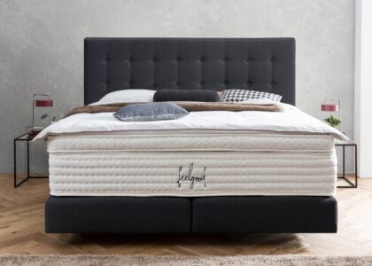 Boxspringbett Milano in Webstoff Schwarz