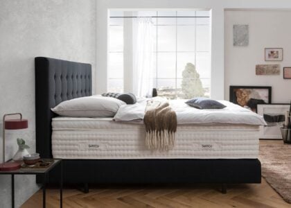 Boxspringbett Milano in Webstoff Schwarz