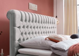 Kopfteil vom Boxspringbett Chester mit Bettkasten in Samt Silber