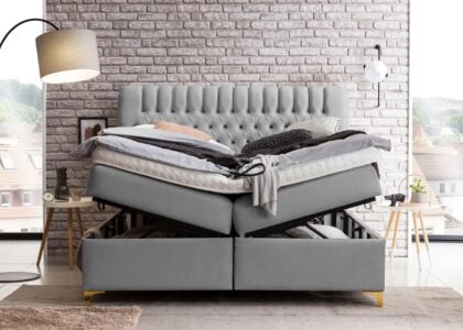 boxspringbett-mit-bettkasten-chester-velour-grau-5 Boxspringbett mit Bettkasten Chester in Velours