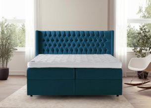 Boxspringbett Florida in Samt Petrol mit Bettkasten