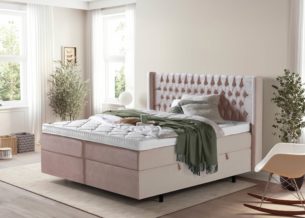Boxspringbett Florida in Samt Rose mit Bettkasten