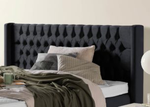 Kopfteil vom Boxspringbett Florida in Samt Schwarz