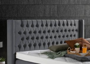 Kopfteil vom Boxspringbett Florida in Velour Dunkelgrau