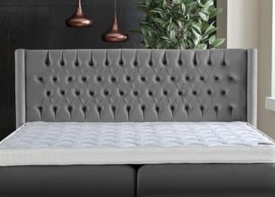 Boxspringbett Florida mit Bettkasten in Velour Grau