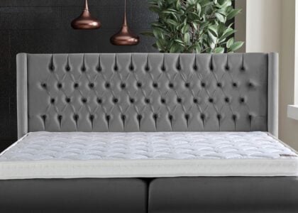 Boxspringbett Florida mit Bettkasten in Velour Grau