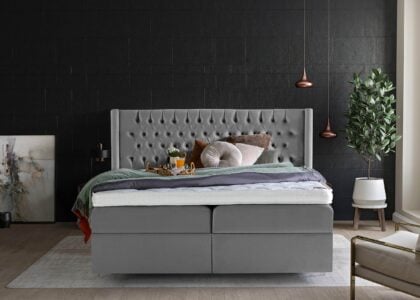 Boxspringbett Florida mit Bettkasten in Velour Grau