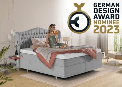 Boxspringbett mit Bettkasten Maison in Velours