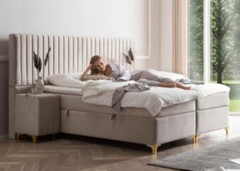 Boxspringbett mit Bettkasten in Velours Grand Paris